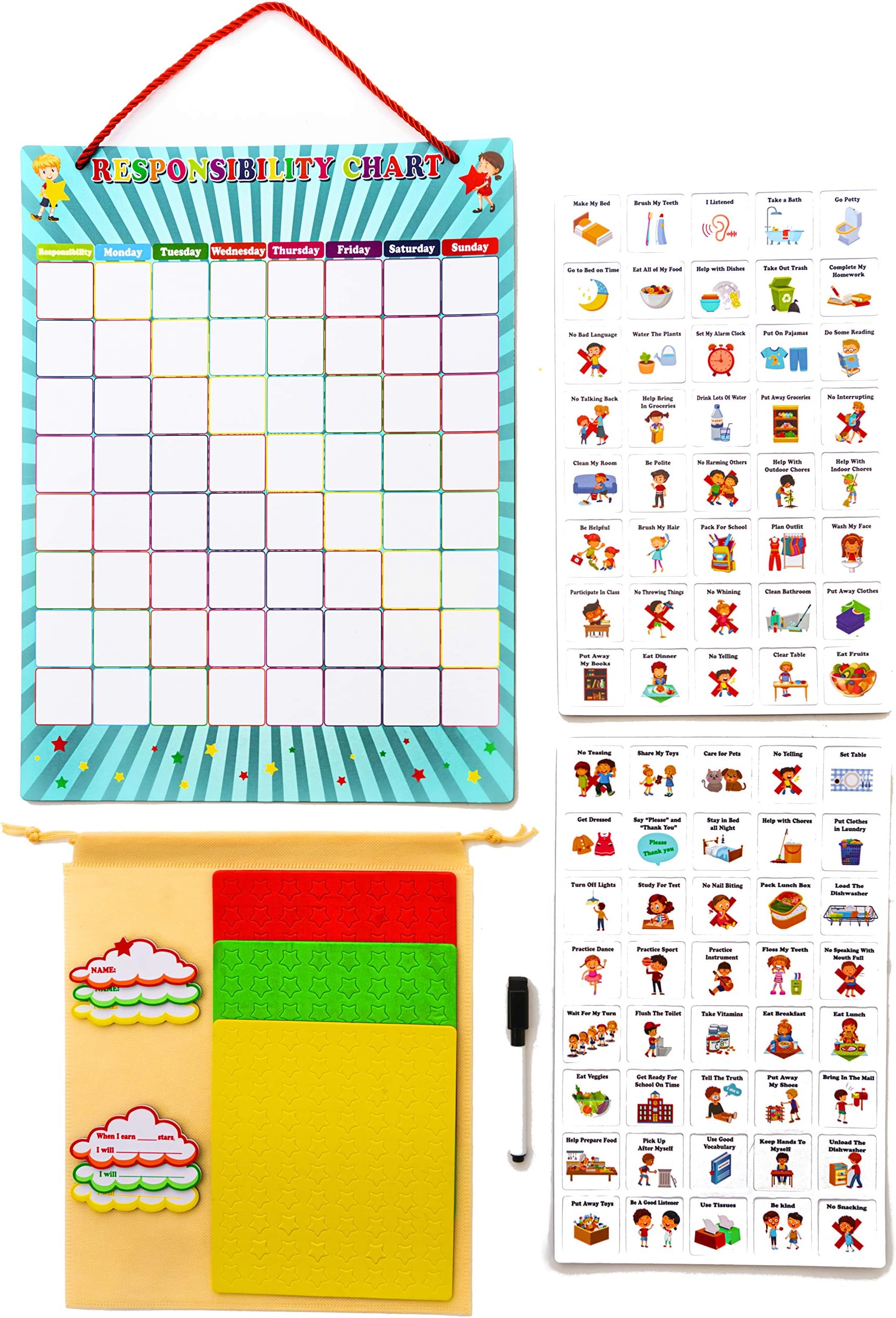 Magnetic Responsibility Chart for Kids | Reward Chart | 80 Magnetic Chores