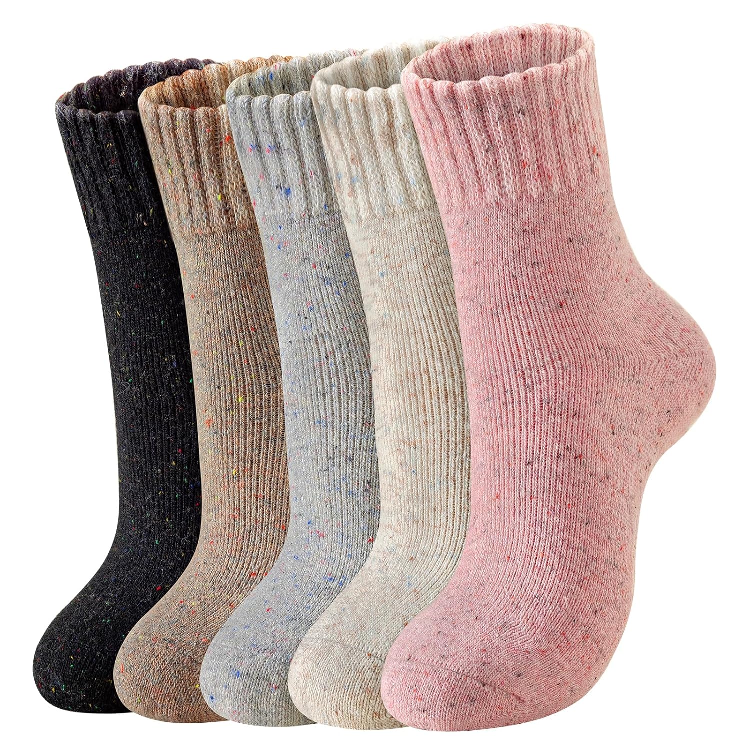 Wool Socks for Women - 5 Pairs Crew Warm Socks for Women Classic Womens Winter Soft Crew Sock