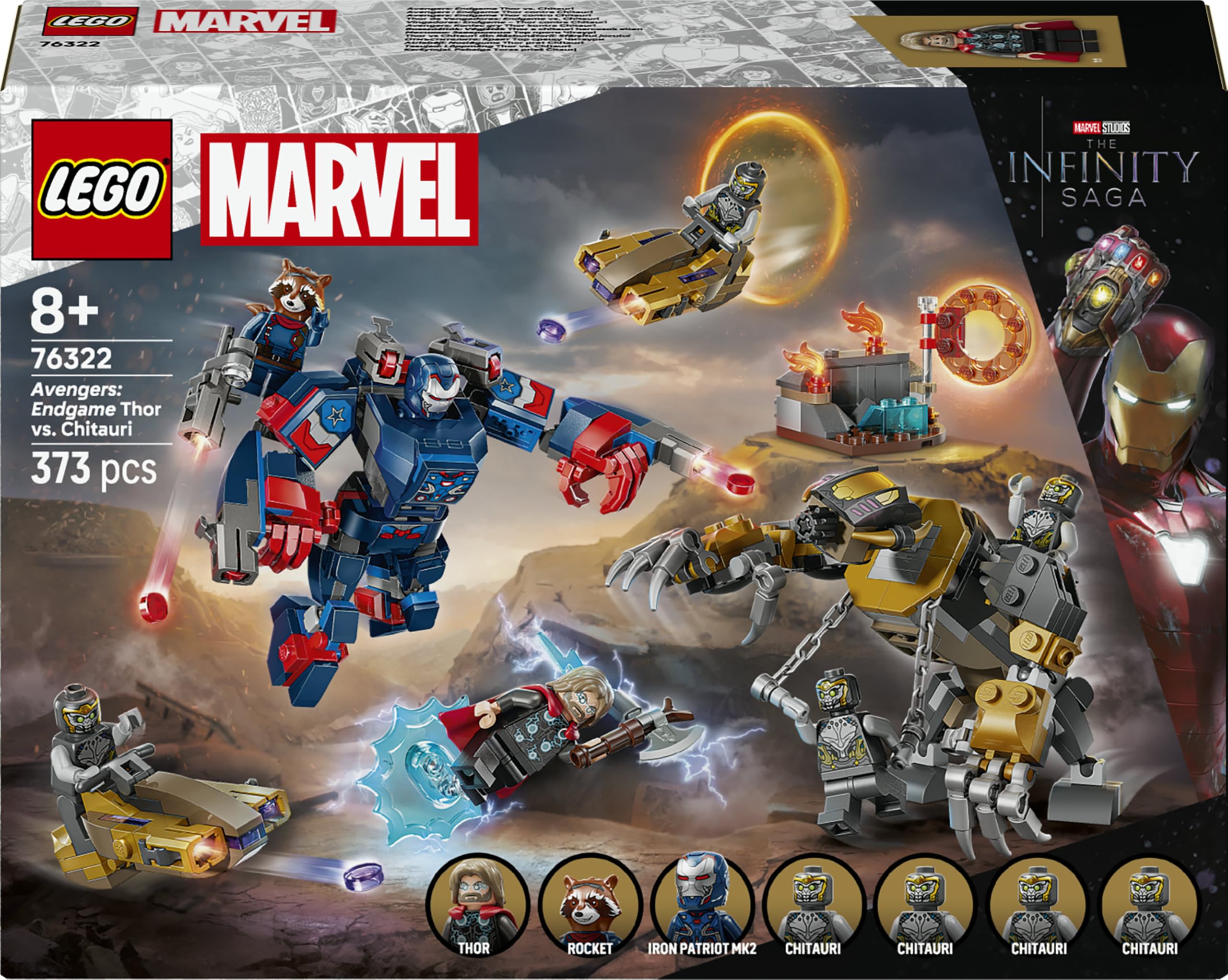 LEGO Marvel Avengers: Endgame Thor vs. Chitauri 76322 | Toys for 8+ Year Old Boys, Superhero Set, Gorilla & Mech Action Figure, 7 Minifigures, Birthday Gift Idea, 373 Pieces
