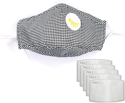 Miniatura 9 de Mascarilla facial reutilizable lavable de algodón de alta calidad con válvula de respiración y bolsillo para filtro (incluye 5 filtros gratis por