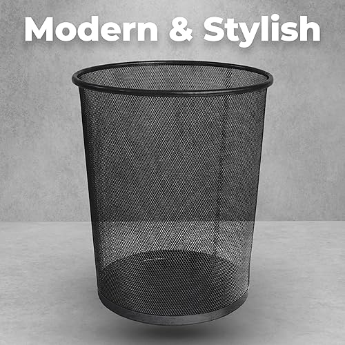 Miniatura 7 de Greenco Botes de basura pequeños redondos de malla negra de 6 galones para el hogar u oficina, juego de 2