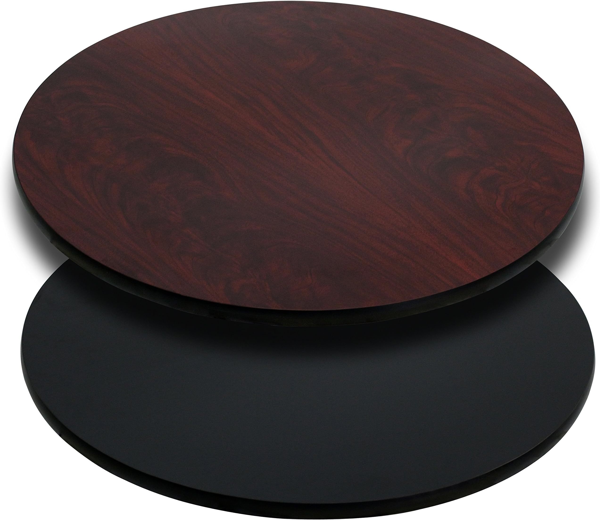 42" Round Black/Mahogany Reversible Laminate Table Top