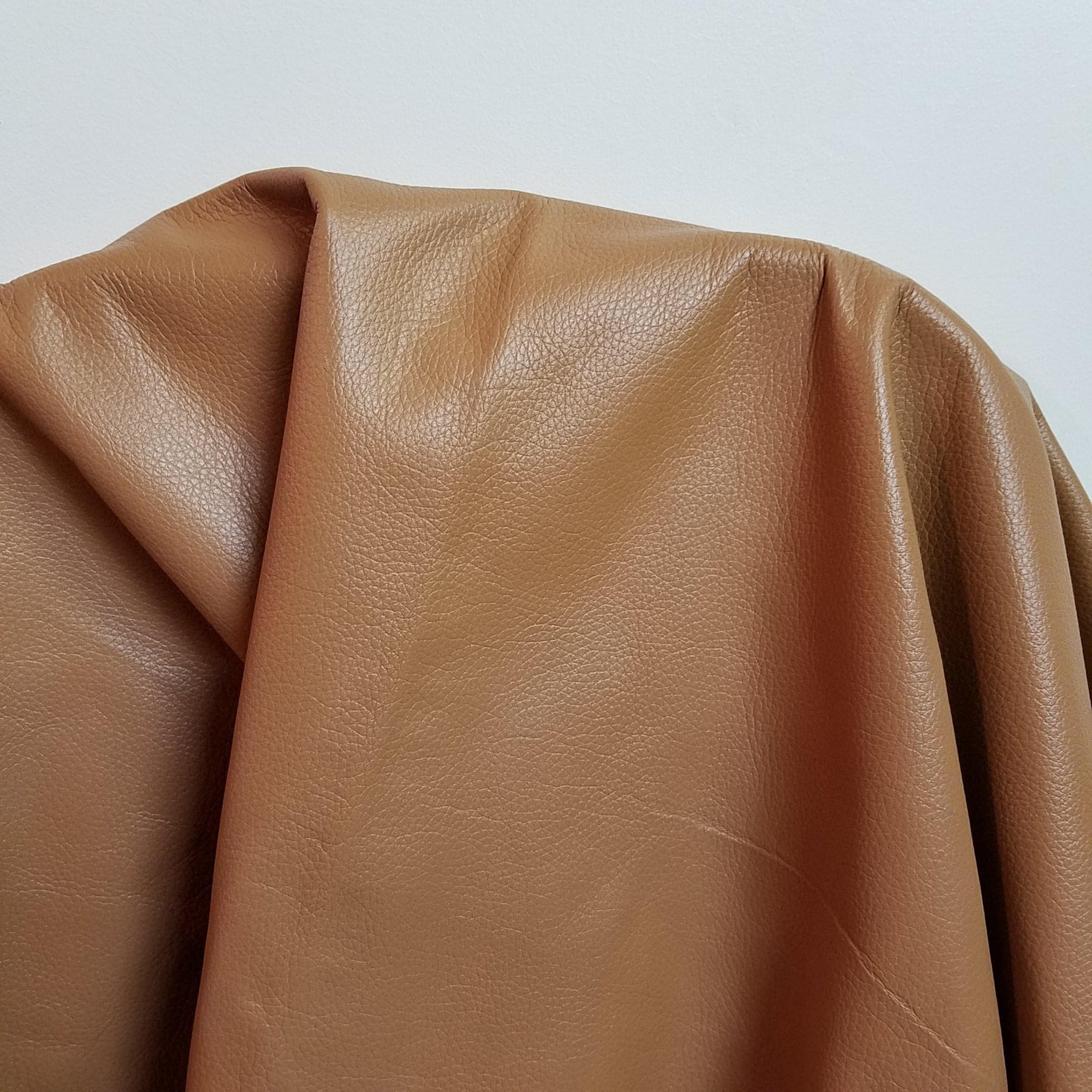 NAT Leathers Camel or Light Tan Weekender 2.5-3.0 oz Pebble Grain Soft Upholstery Chap Cowhide Genuine Leather Hide Skin 17 to 22 Square Feet (Over 30"x 50")