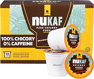 nuKAF Chicory Coffee K Cups, 100% Caffeine Free Coffee Alternative, All Natural K Pods for your Keurig, Great for Your Daily Drink, Rich in Prebiotics, Kosher, by Gourmanity (12 count)