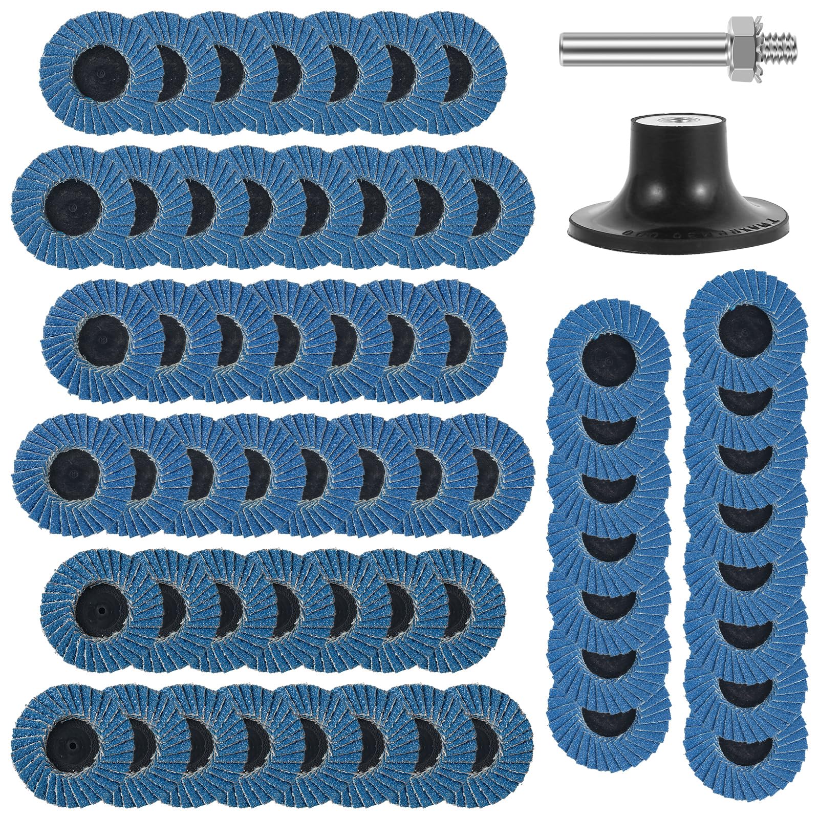 60Pcs Mini Flap Disc Set, 2 Inch Alumina Die Grinder Sanding Disc with 1/4 Inch Holder Flap, Grinding Wheel Roll Lock Flap Wheel 40/60/80/120 Grit for Grinding Polishing