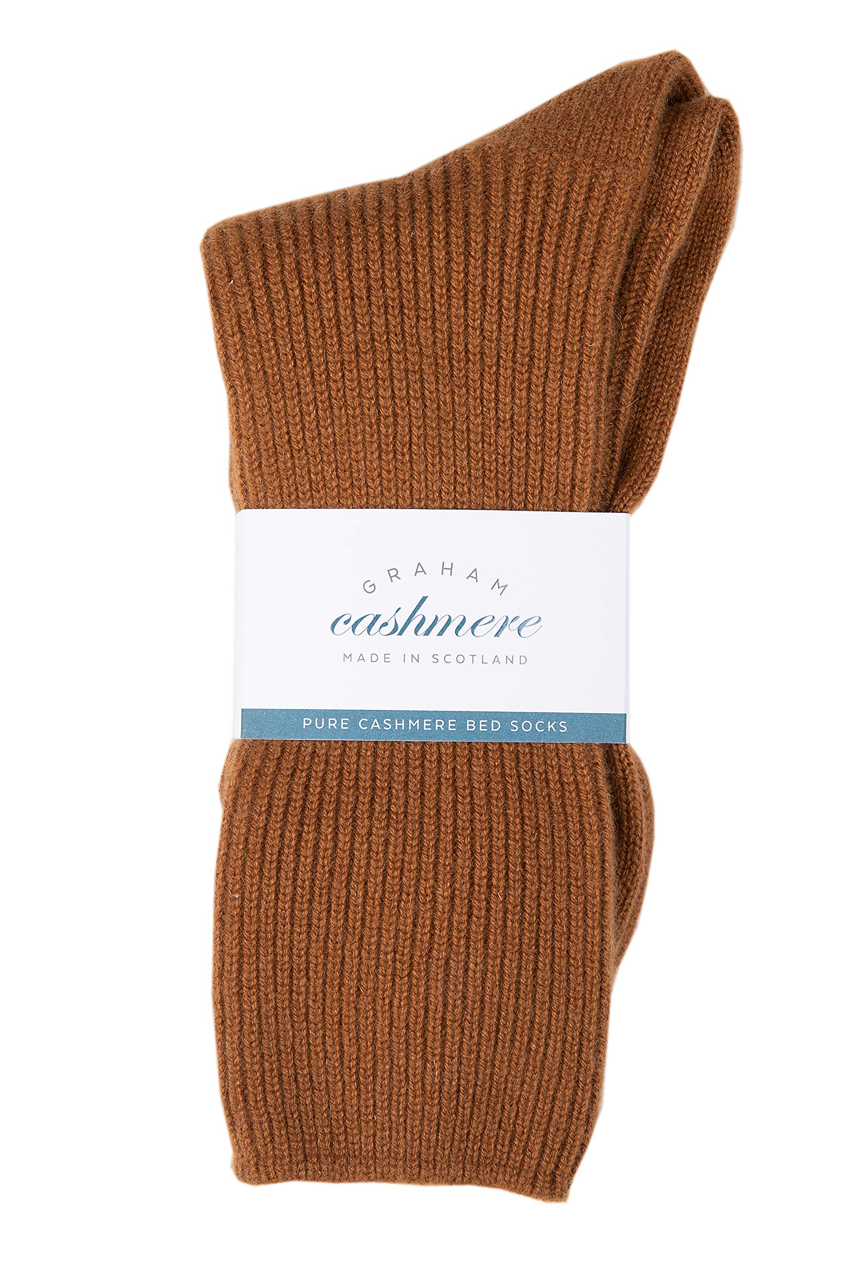 Graham Cashmere Women's Camel - Pure Cashmere Bed Socks - Made In Scotland - Gift Boxed (Camel)