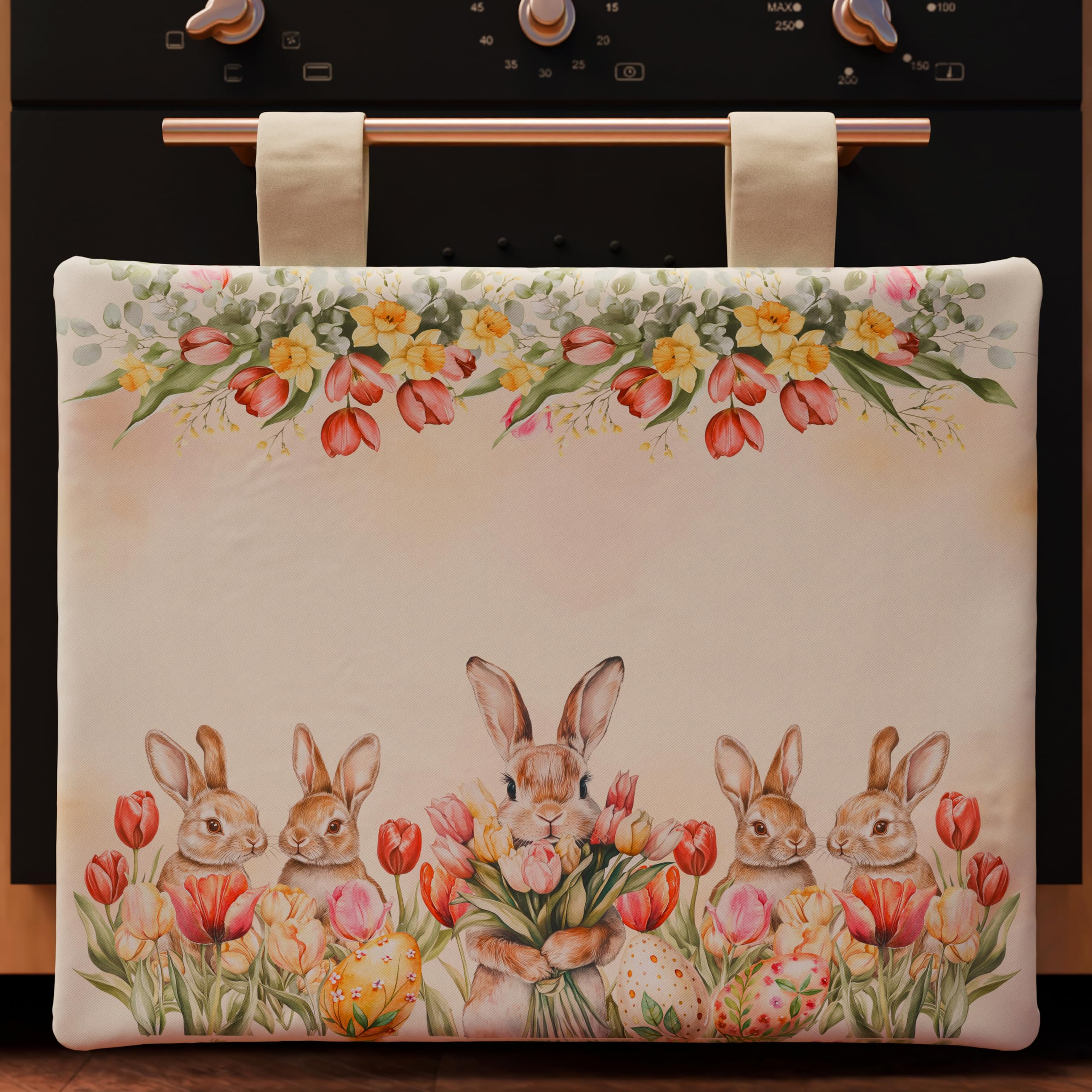 PETTI Artigiani Italiani - Easter Oven Cover, Easter Kitchen Oven Cover, Modern Oven Cover for Easter in Digital Print, 100% Made in Italy