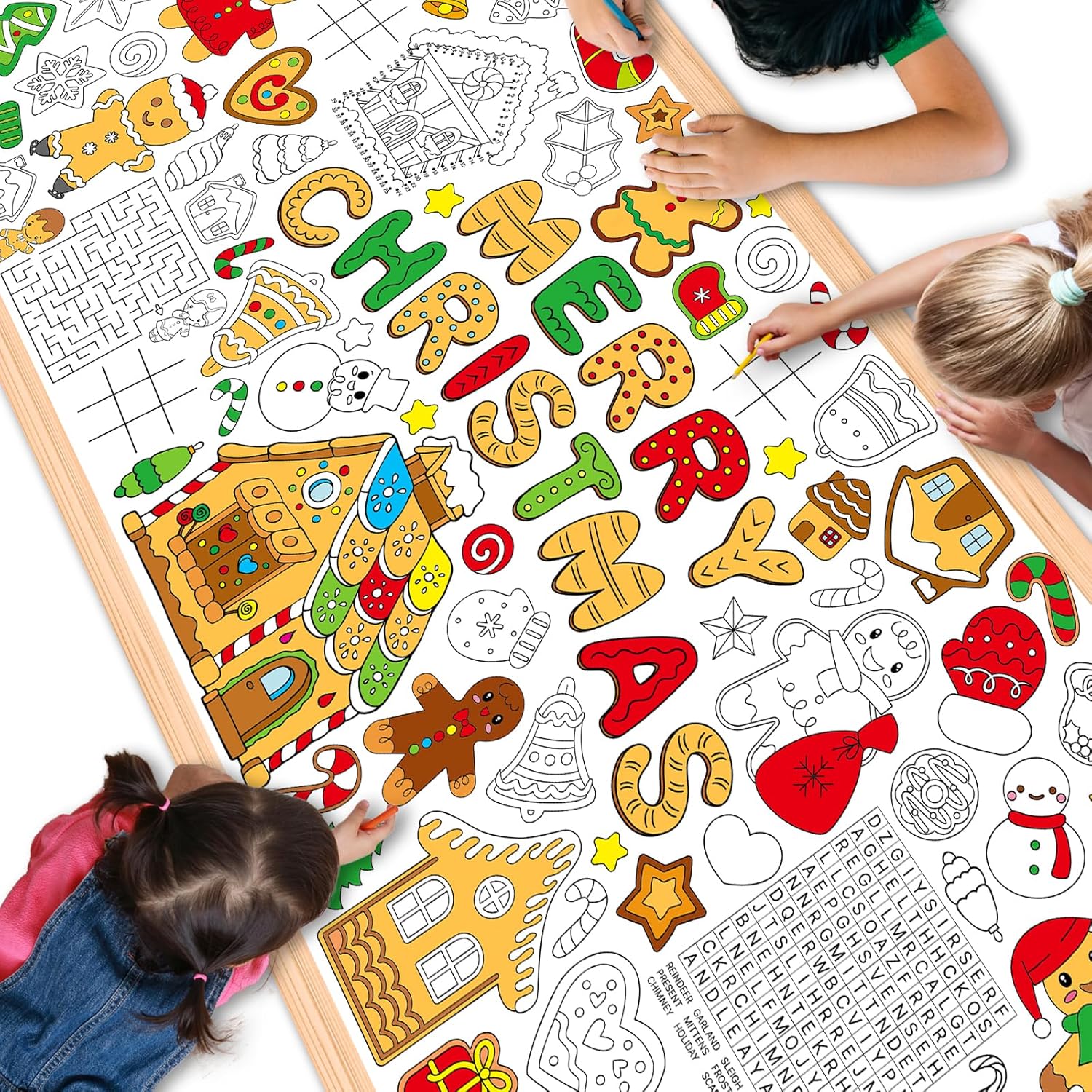 Qyeahkj Giant Coloring Poster Summer Coloring Posters for Kids Large Coloring Table Cloth Jumbo Coloring Table Cover Hawaiian Pool Party Game Activities Supplies Wall Decoration Banner 71 x 30in