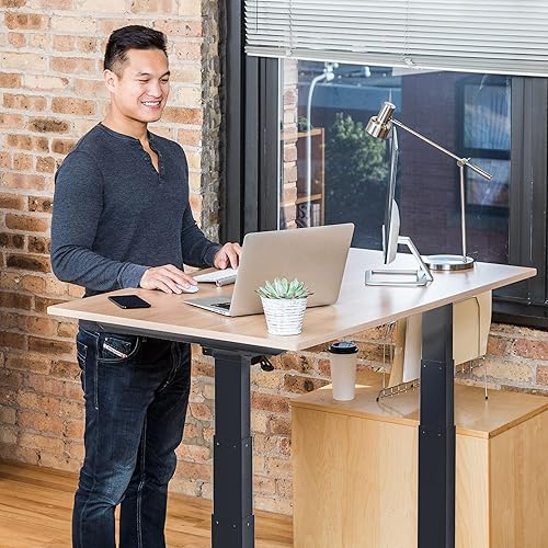 Miniatura 10 de Stand Up Desk Store Escritorio eléctrico de altura ajustable con memoria programable (marco blanco/parte superior blanca brillante, 48 pulgadas de