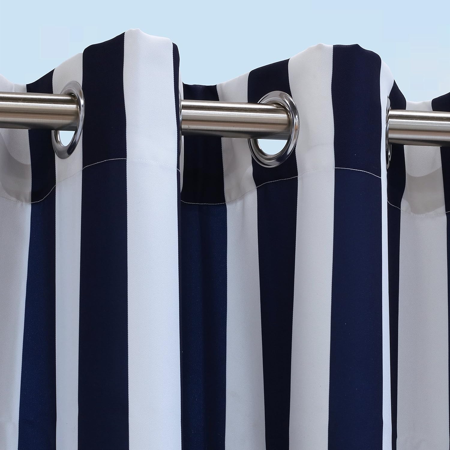 Corsica Stripe Indoor/Outdoor Curtain Panel 50" x 84" in Navy