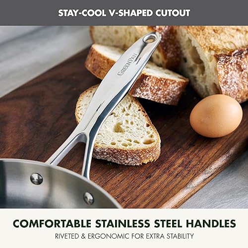 Miniatura 9 de GreenPan Valencia Pro - Juego de utensilios de cocina de 10 piezas de acero inoxidable de tres capas, ollas y sartenes listas para inducción,