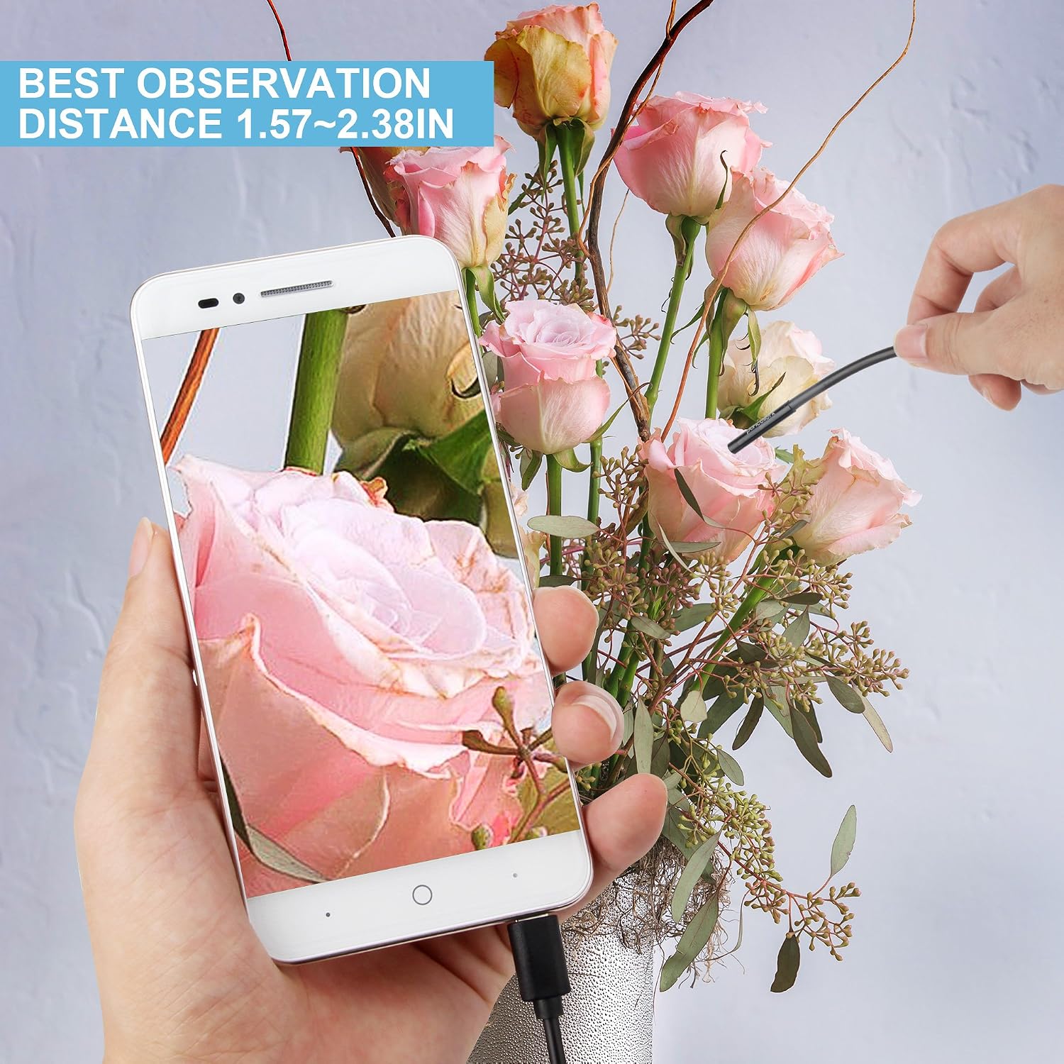 Android Endoscope Pancellent 2.0 Megapixels CMOS HD 2 in 1 Waterproof Borescope Inspection Camera Rigid Snake Cable (5 Metes) for Smartphone Tablet Device (Upgraded Level)