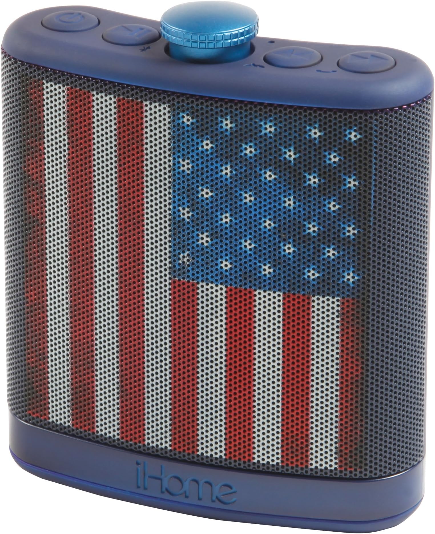 iHome Sound Design Rechargeable Flask Shaped Bluetooth Stereo Speaker - American Flag (iBT12AMFLX)