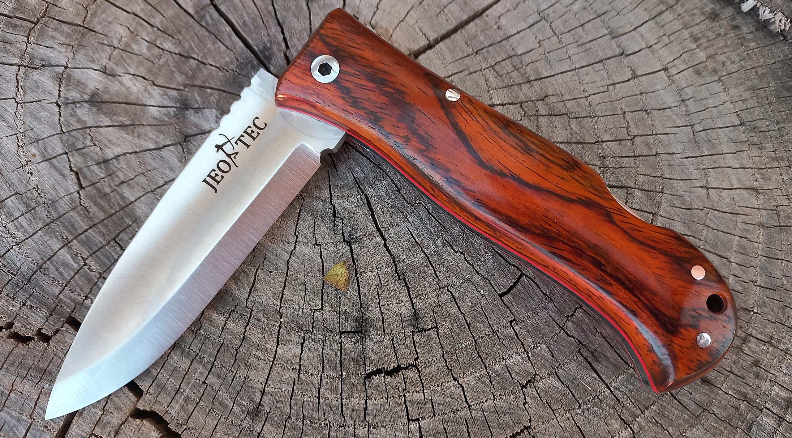 JEO-TEC Nº17 Coltelli Pieghevoli Bushcraft, Coltello da Campeggio Multiuso per attività all'aperto - Lama in acciaio inossidabile Sandvik 14C28N - Fatto in Spagna