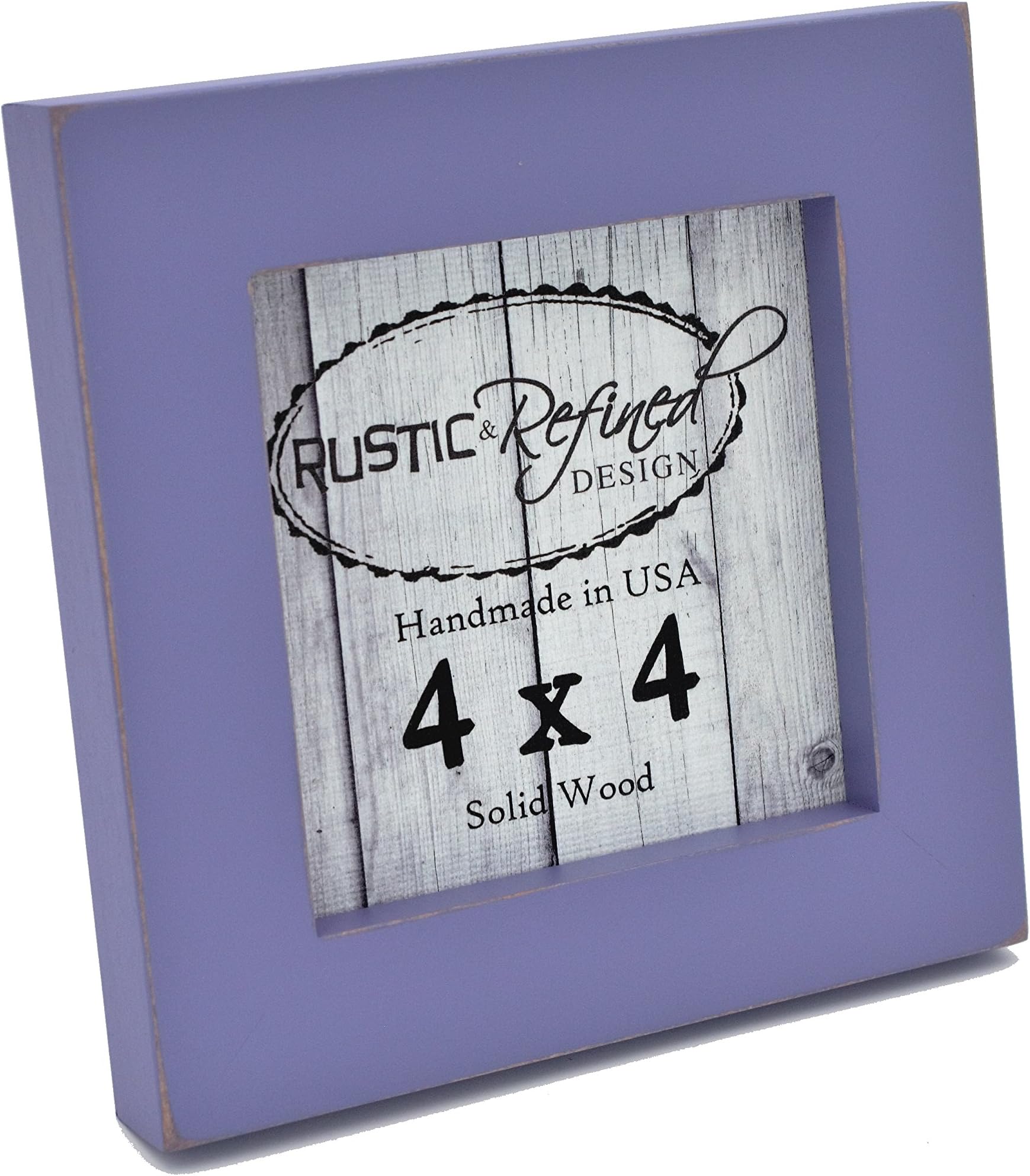 Rustic and Refined Design4x4 Solid Wood Made in USA Picture Frame with 1 Inch Border (Gallery Collection) - Purple