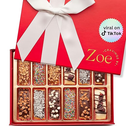 CRAVINGS BY ZOE Biscotti Christmas Chocolate Covered Cookies | 12 Count | Gourmet Dark Chocolate, Milk Chocolate & White Chocolate Candy Variety Pack | Holiday Gift Basket | Birthday Gifts for Women & Men