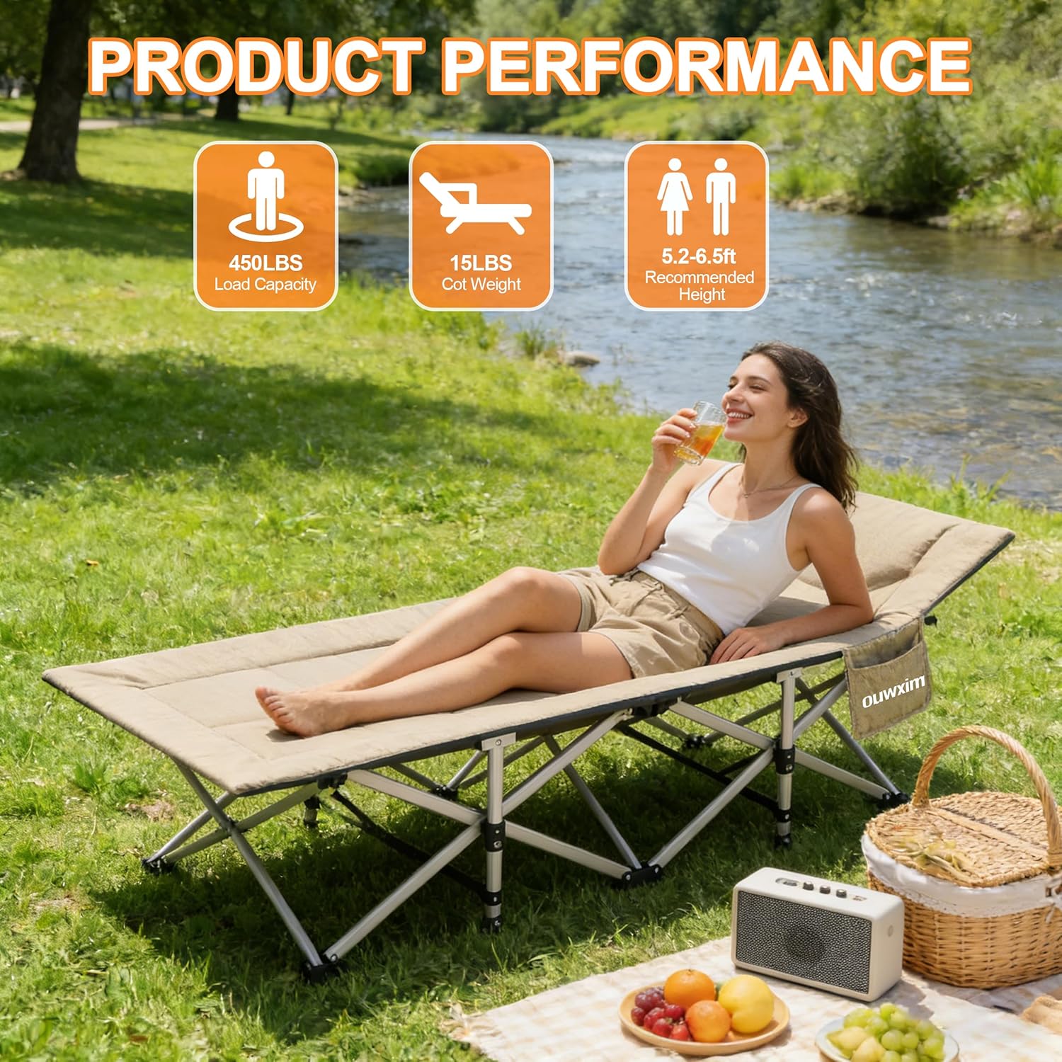 Camping cots for Adults,Cots for Sleeping,Cushion and Pillow, Camping Tent cot,High Weight Capacity, Compact Storage,with Carry Bag,Ideal for Outdoor Camping, Office use,Napping, Beach Trips