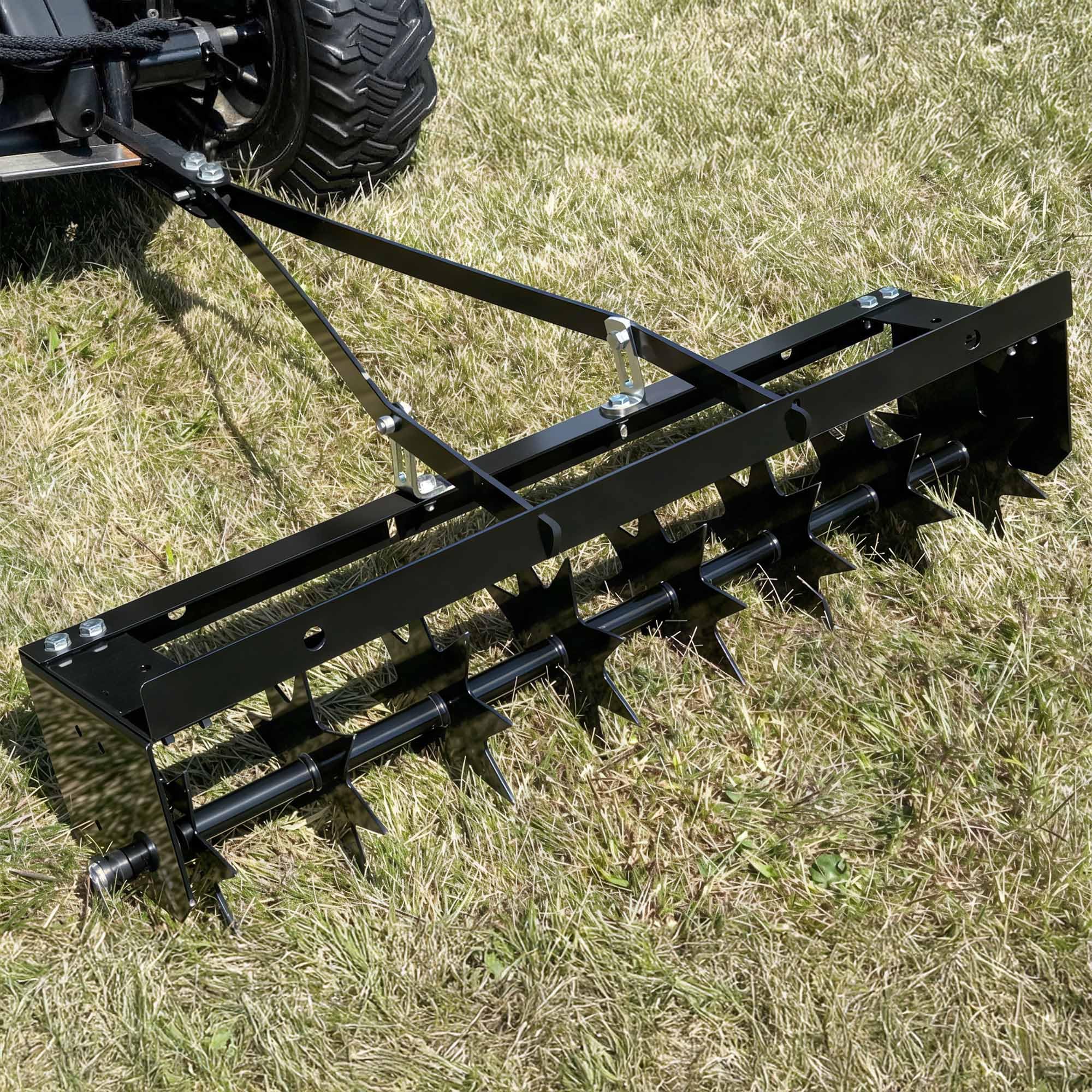 YITAMOTOR 32" Tow Behind Lawn Spike Aerator with 8 Spikes Disks for ATV/UTV