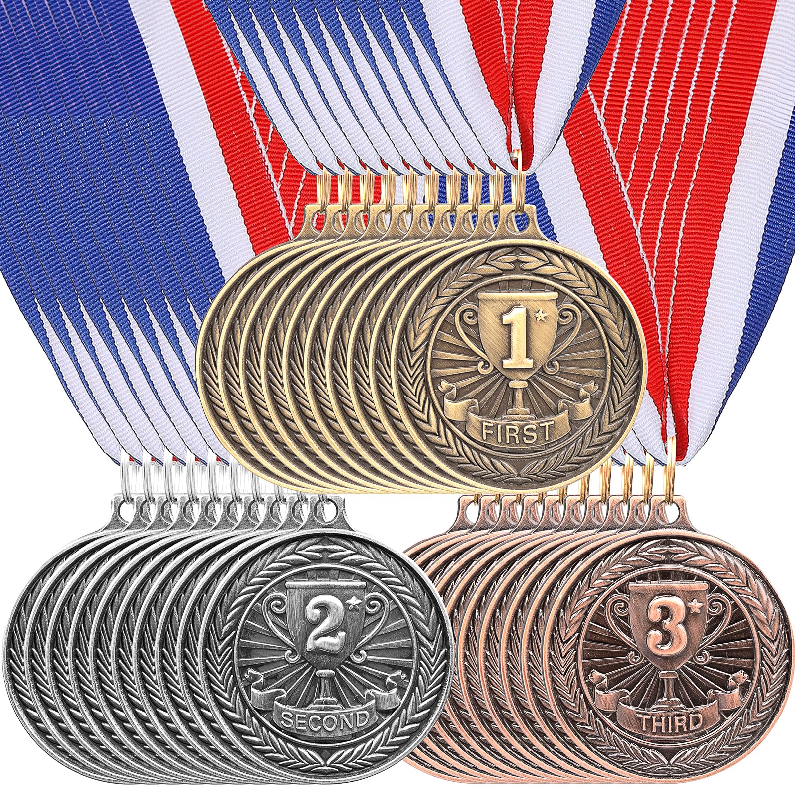 MSYU 30 medaglie premio oro argento bronzo, medaglie in metallo vincitore con nastro per collo, medaglie per il primo 2° 3° premio per bambini, adulti, premi per la giornata sportiva, gare di