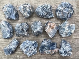 Wholesale Calcite Rough Natural Stones - Bulk Raw Crystals for Decor, Tumbling, Cabbing, Polishing, Fountain Rocks, Wicca, and Reiki Crystal Healing (Blue Calcite, 1 Pound)
