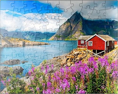 Vista 13 de MyPuzzle - Rompecabezas de 500 piezas típicas de pesca roja en un puerto en Lofoten, Noruega, para adultos