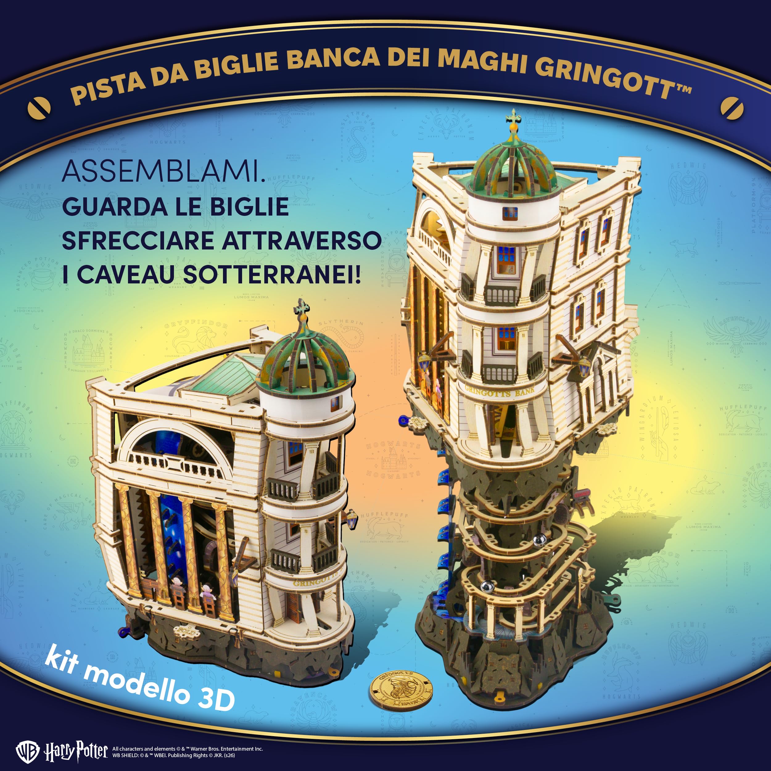 UGEARS Harry Potter Banca dei Maghi Gringott – Pista da Biglie Puzzle 3D in Legno, Modellismo da Costruire Adulti, Modellini da Costruire per Adulti, Rompicapo in Legno, Costruzioni, Hobby Creativi
