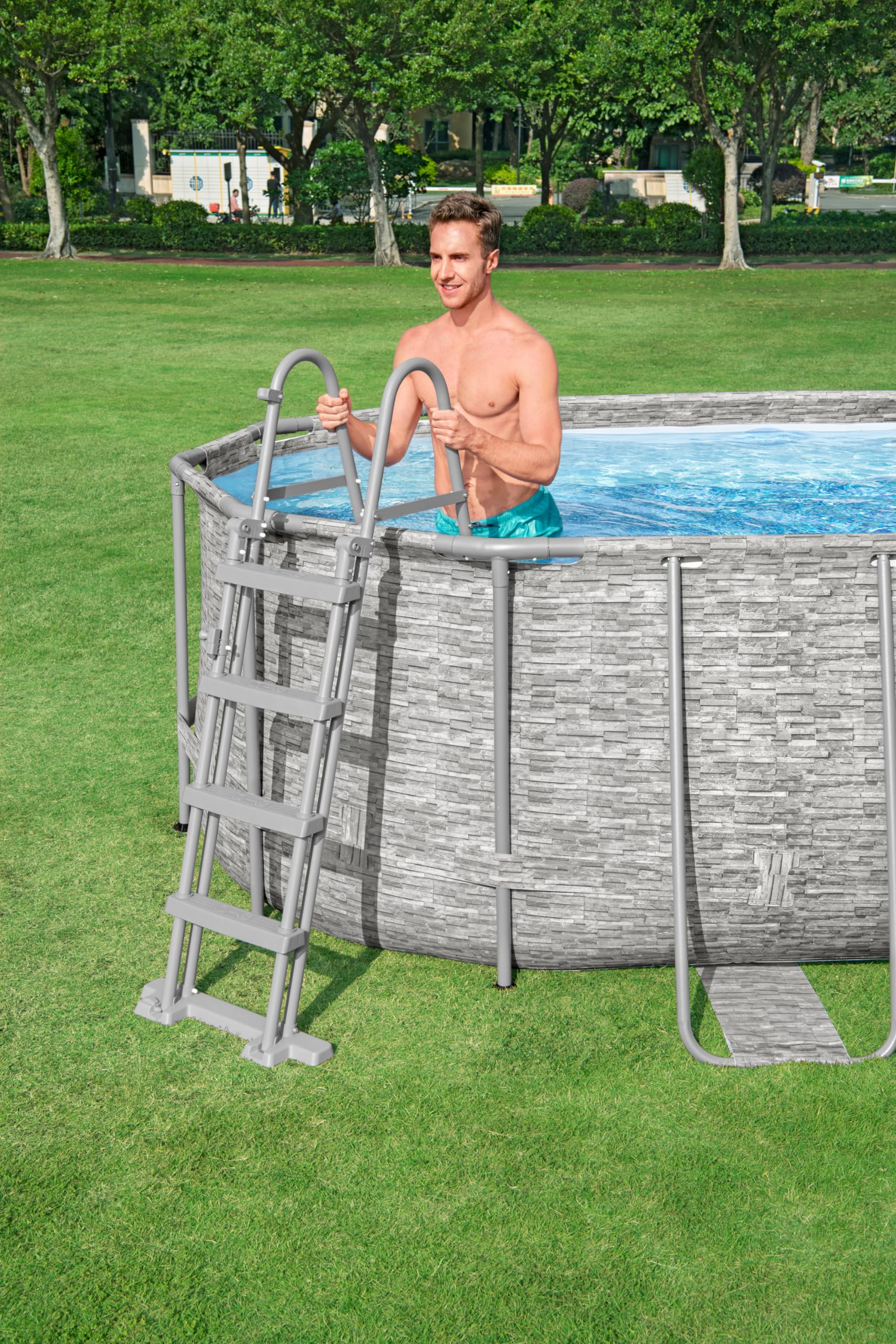 Echelle de sécurité 2 x 4 marches pour Piscine Hauteur 122 cm