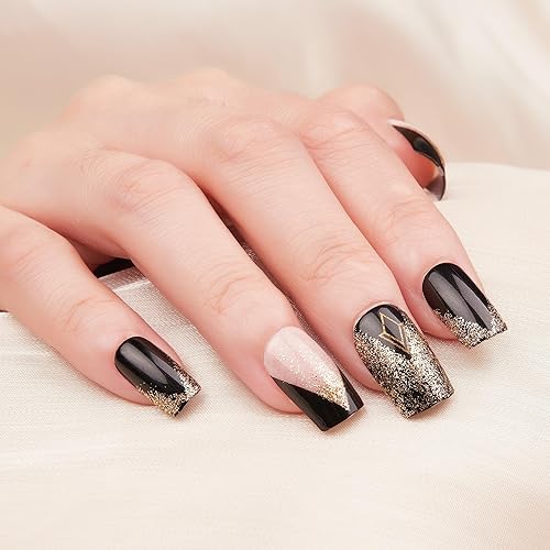 Miniatura 2 de Vaisoeny Uñas postizas medianas de ABS de ajuste natural con pegamento de gelatina, uñas reutilizables para manicura con pegamento para mujeres y