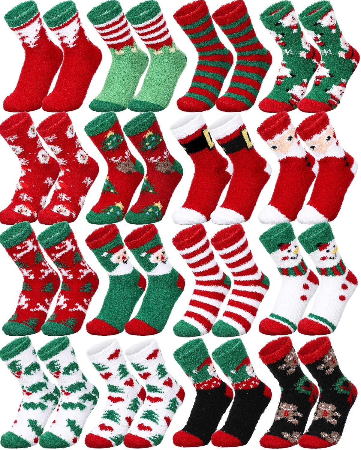 Liitrsh 48 Pairs Christmas Fuzzy Socks Winter Warm Cute Christmas Socks Bulk Slipper