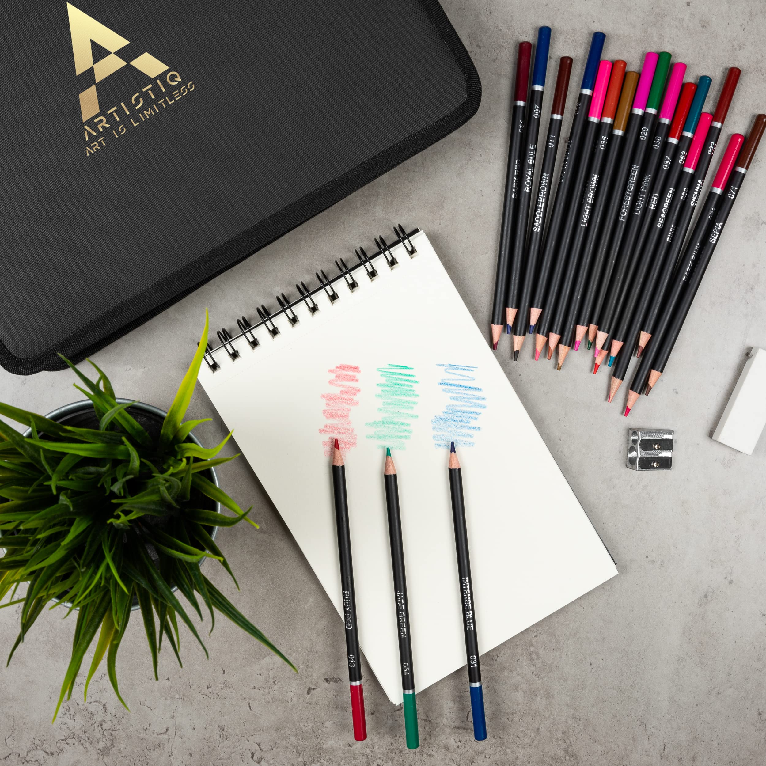 Artistiq Art - Buntstifte, Professionelles Kunstset 96in1 Buntstifte für Erwachsene, Skizzenstifte und mehr - Malset Skizzierstifte Set Bleistifte für Skizzieren und Zeichnen Profi Art