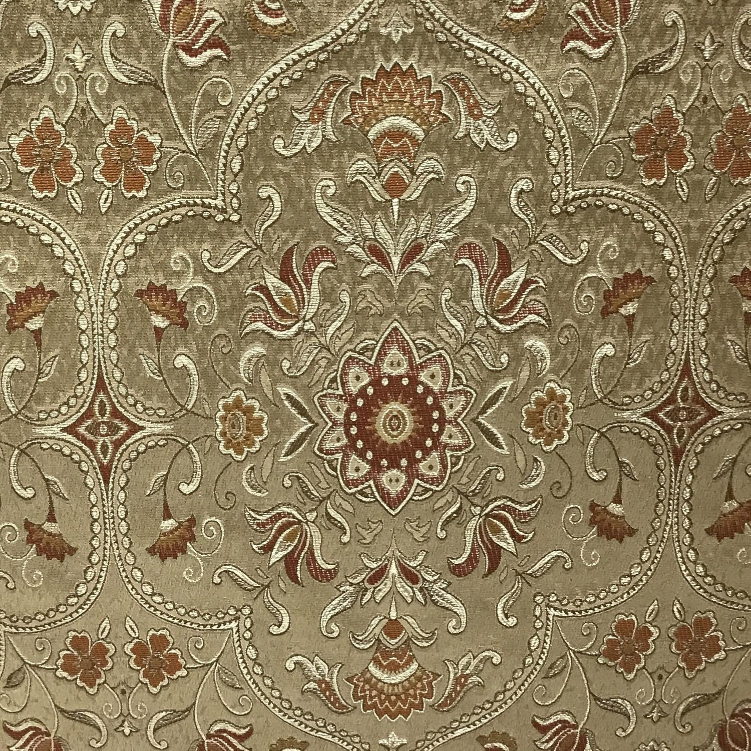 Moroccan Ornate Design Luxurious Classic Jacquard Fabric for Upholstery, Window Treatments, Craft Projects - Width 54 inches - Fabric by The Yard (Silver Blue)
