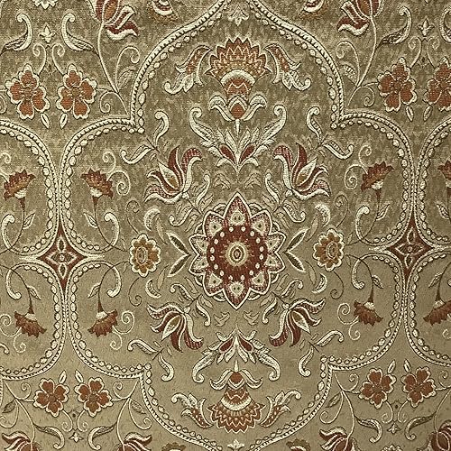 Decora Furnishings Tela jacquard clásica de lujo con diseño adornado marroquí, para tapicería, sofá, silla, comedor, tratamiento de ventanas,