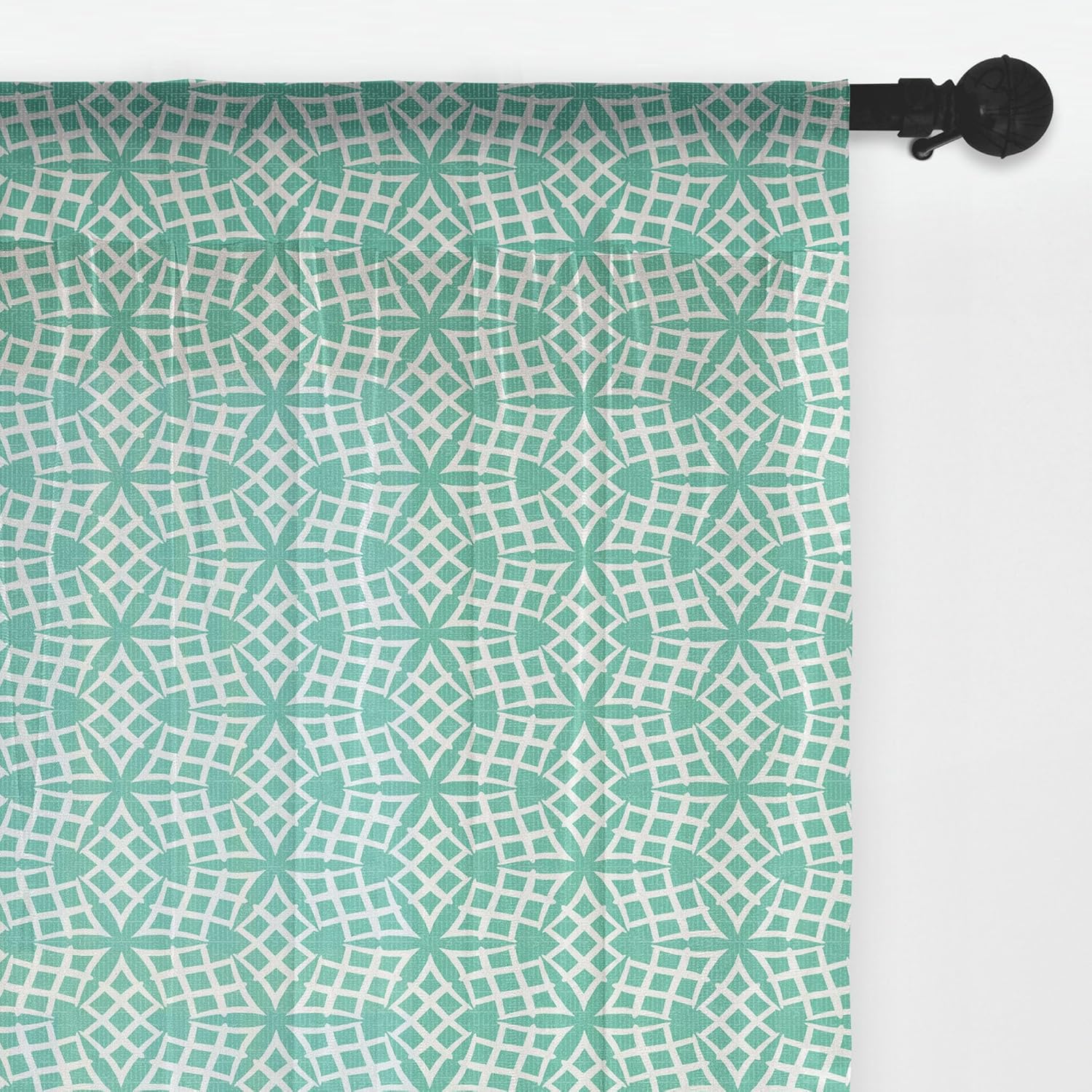 Ambesonne Aqua Damask Tulle Curtains with Rod Pocket, Star Look Floral Motifs Simplistic Monochrome Modern Illustration, Sheer Drape for Wedding Party 2 Panels, 108" x 54", Seafoam and White