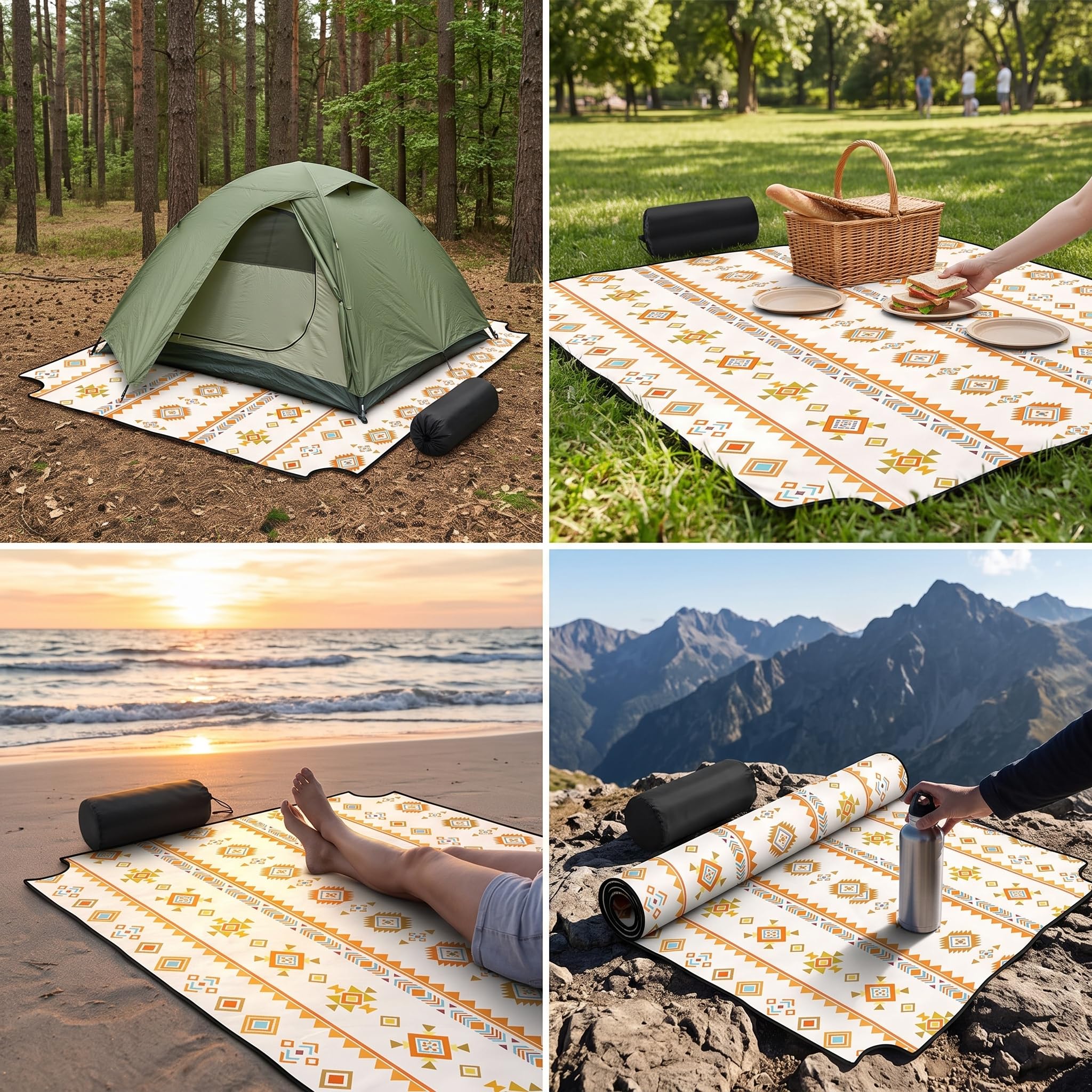 Tappetino da campeggio e coperta da picnic impermeabile per esterno, campeggio per tutte le stagioni