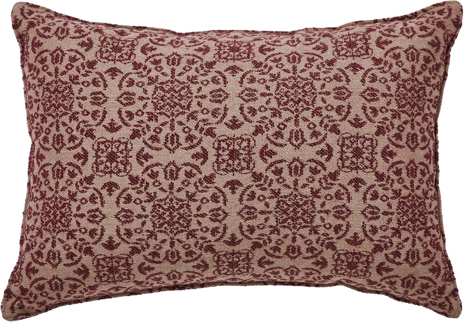 VHC Brands Custom House Burgundy Tan Jacquard Pillow 9.5x14