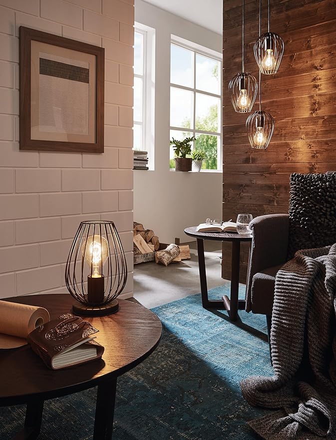 Eglo EGLO tafellamp NEWTOWN, 1 lichtbron vintage tafellamp, bedlampje van staal, kleur: zwart, fitting: E27, incl schakelaar photo 2