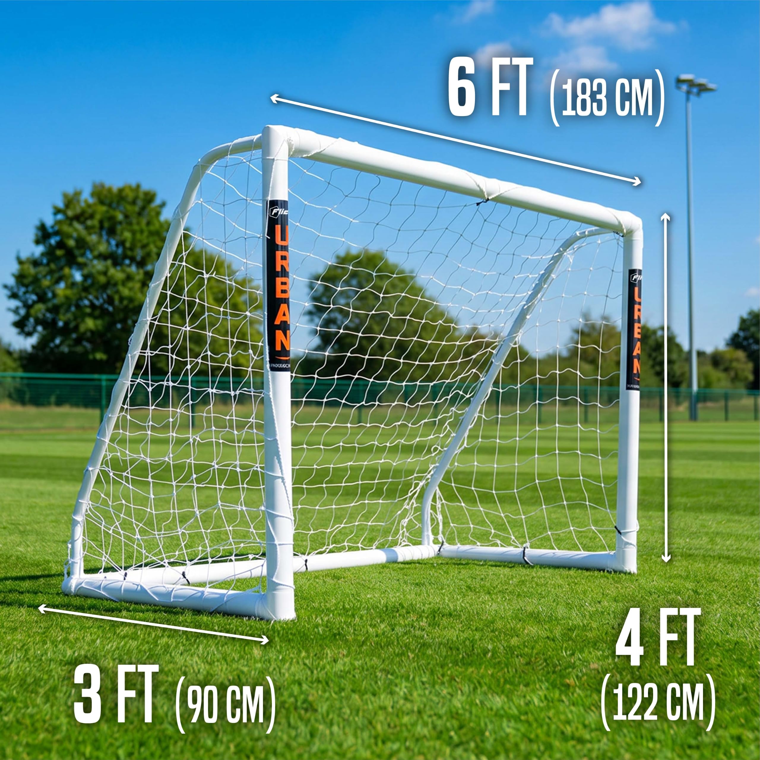 Football Flick Unisex-Jugend-Urban-Fußballtor, 6 x 4 Größe, Weiß