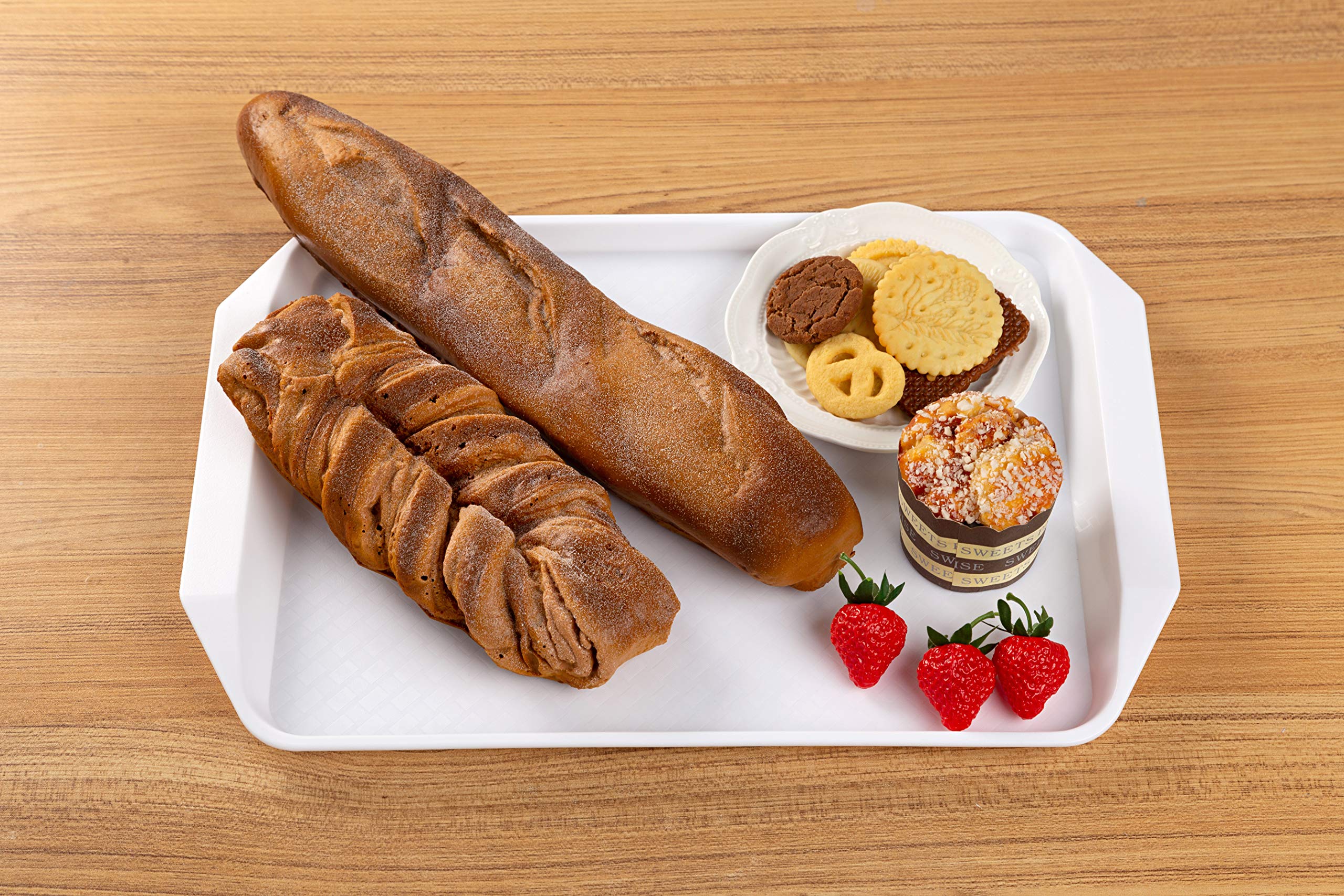 Aebeky 12-częściowe białe plastikowe tace do serwowania fast foodów, 40 x 30 cm