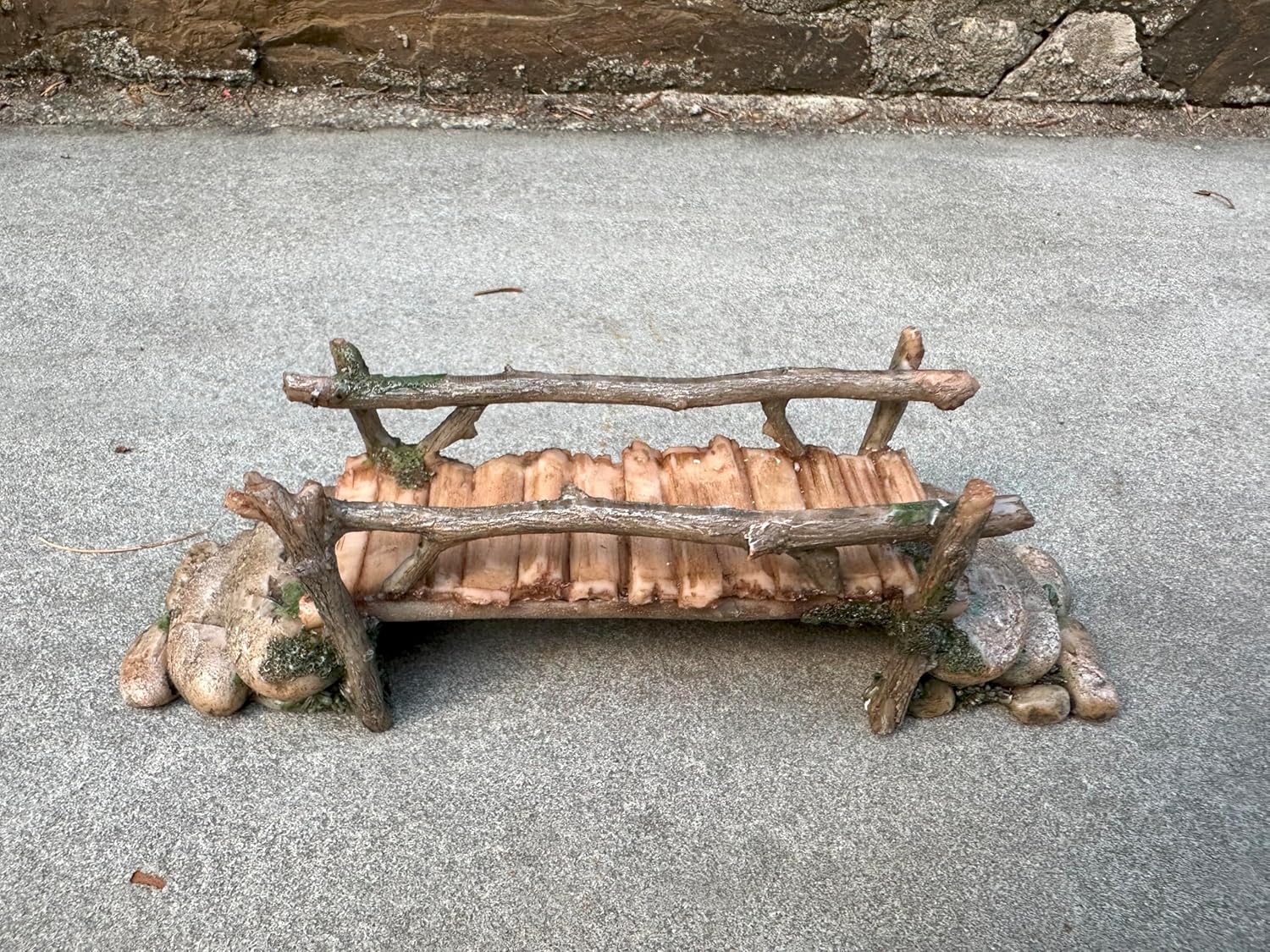 Fairy Garden Bridge, Acrylic, Stone and Log Design, 7.5" Wide