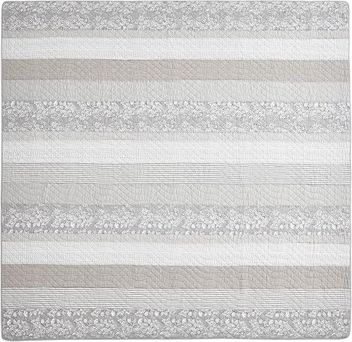 Vista 54 de Chezmoi Collection Samuel Juego de colcha con relleno de cuadros gris pardo, blanco y azul marino, 3 piezas, retales, algodón prelavado, ligero