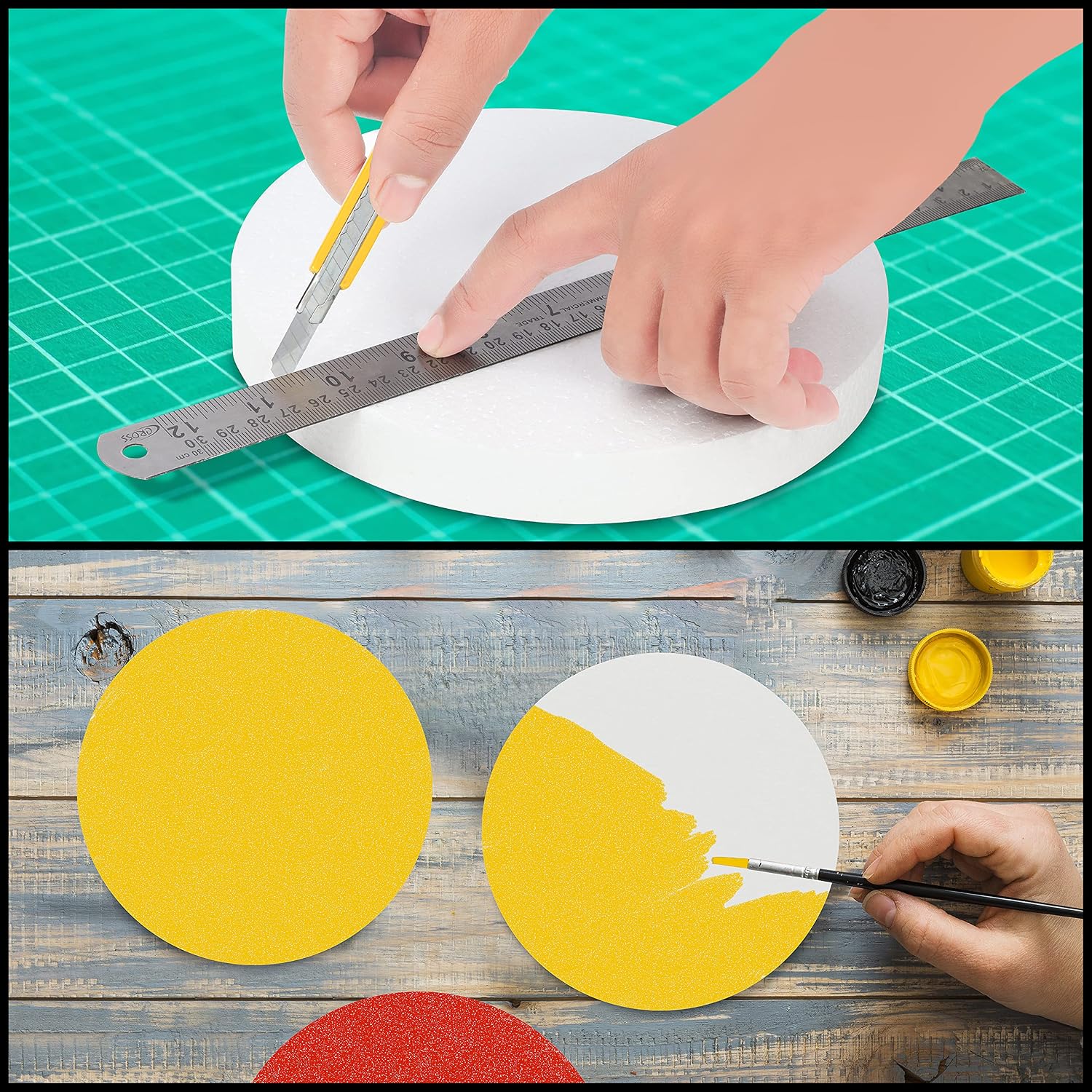 BELLE VOUS 12 Pack Craft Foam Circles, 15cm / 6 Inches Diameter, 2.5cm / 1 Inch Thick - Image 5
