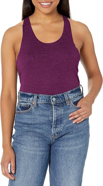 American Apparel Ladies Triblend Racerback Tank S TRI CRANBERRY