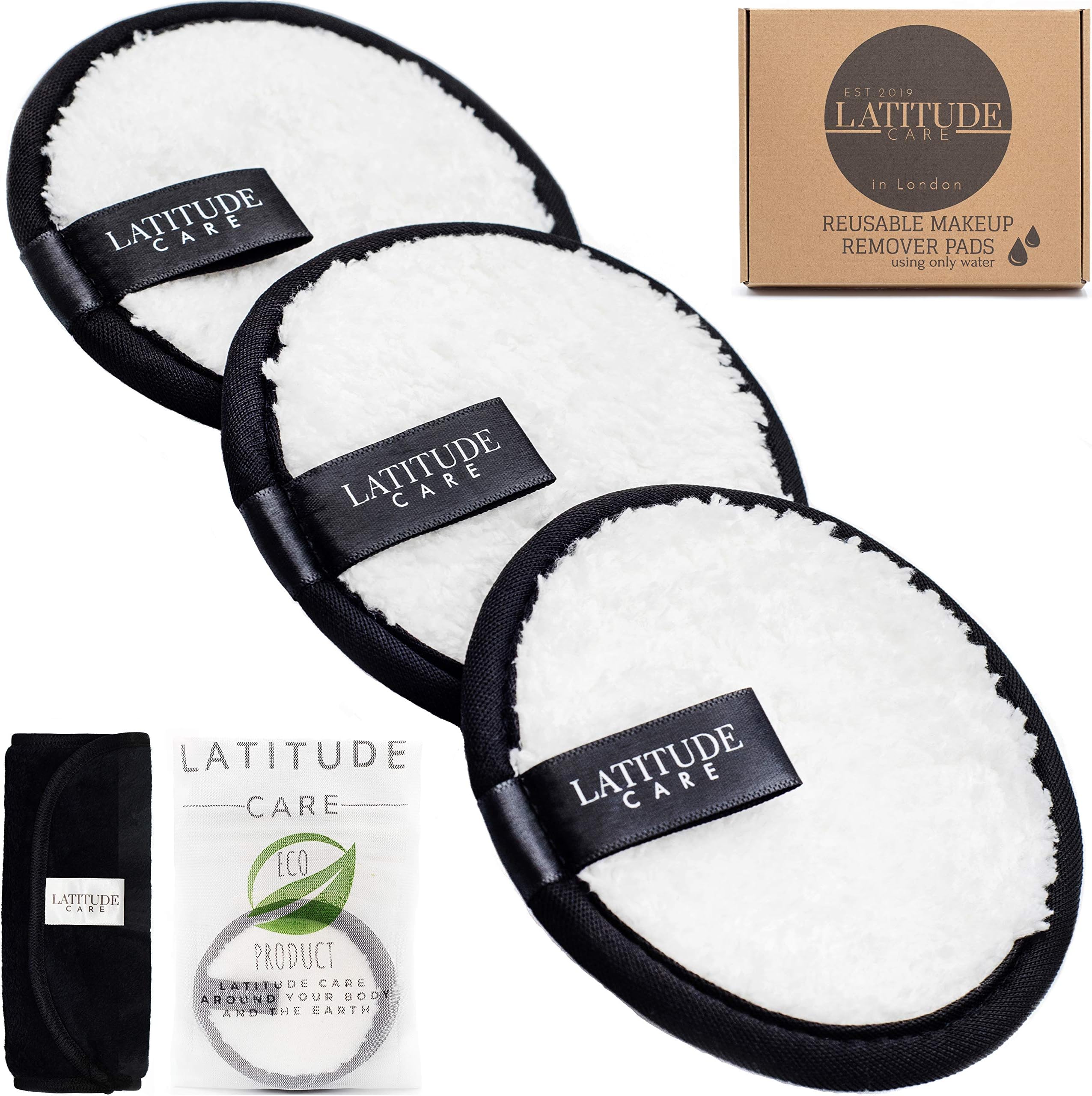 Reusable Makeup Remover Pads - 3 Pack with Face Cloth and Laundry Bag - Using Only Water – Washable and Eco-Friendly Eye Makeup Remover Pads - Makeup Remover Cloth For All Skin Type by Latitude Care