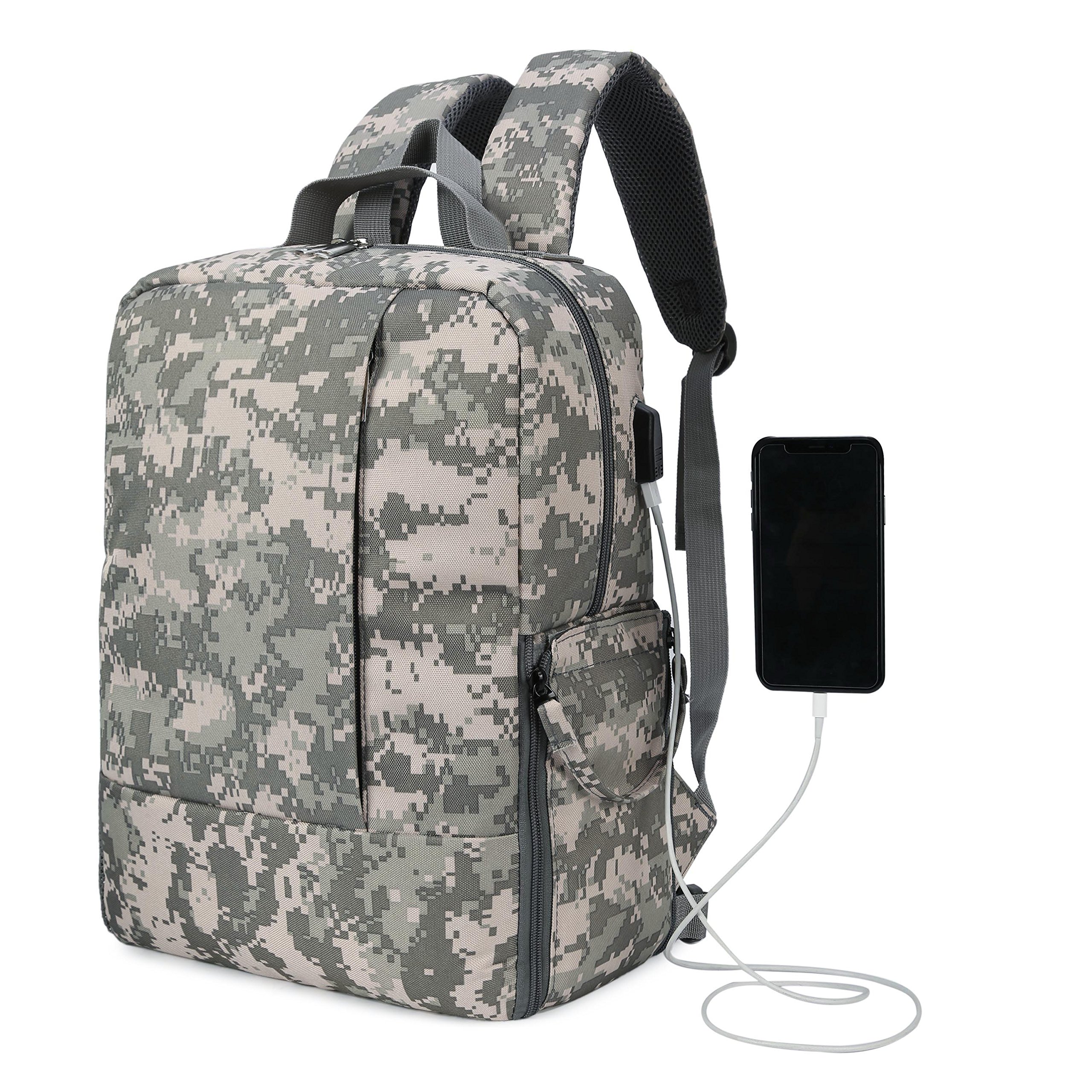 DSLR SLR Camera Backpack for Women Men Waterproof Camera Bag with Laptop for Canon Nikon Sony (Dark Gray)