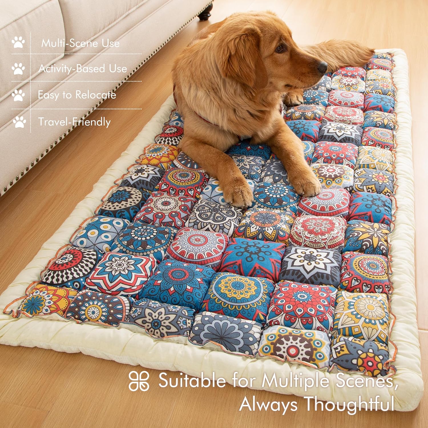 Couch Cover for Sofa, Sectional Couch Cover for Dogs, Sofa Cover Washable, Cushion Cover Blanket Pad Bed Mat for Pets, Boho Furniture Protector, Blue, 27.6x70.9in