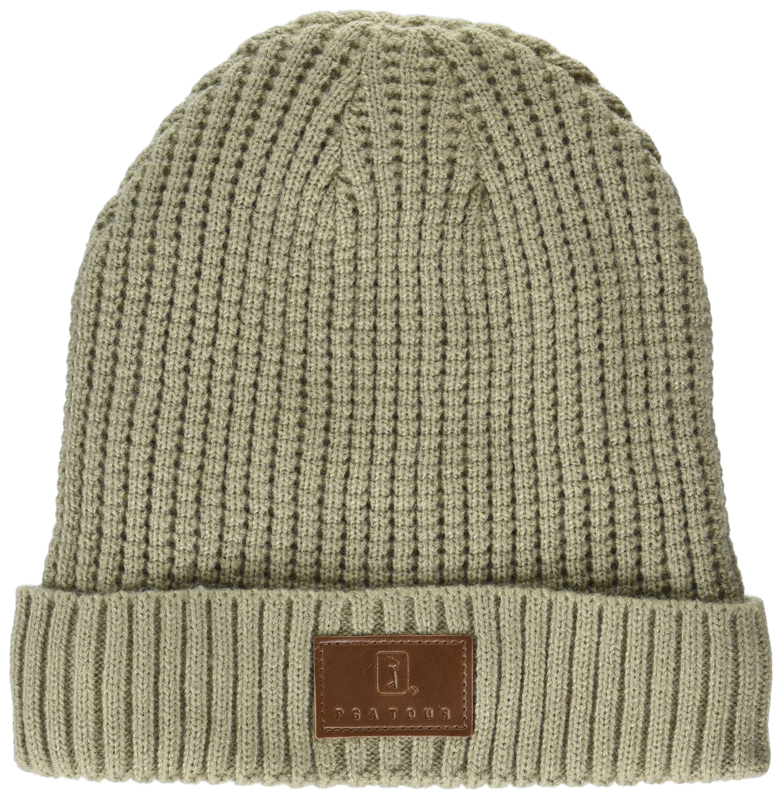 PGA Tour Mens Waffle Knit Beanie Cuffed and Stretch Golf Beanie