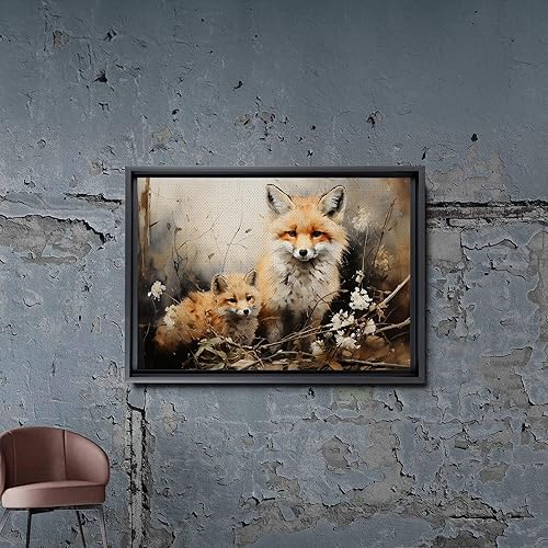 Miniatura 7 de Fox Mother Cub Print, In The Style Of Stencil,Based, Kids Wall Art, Kids Wall Art Display, Mom And Baby Animal Art Print, Canvas Prints, Wall Decor