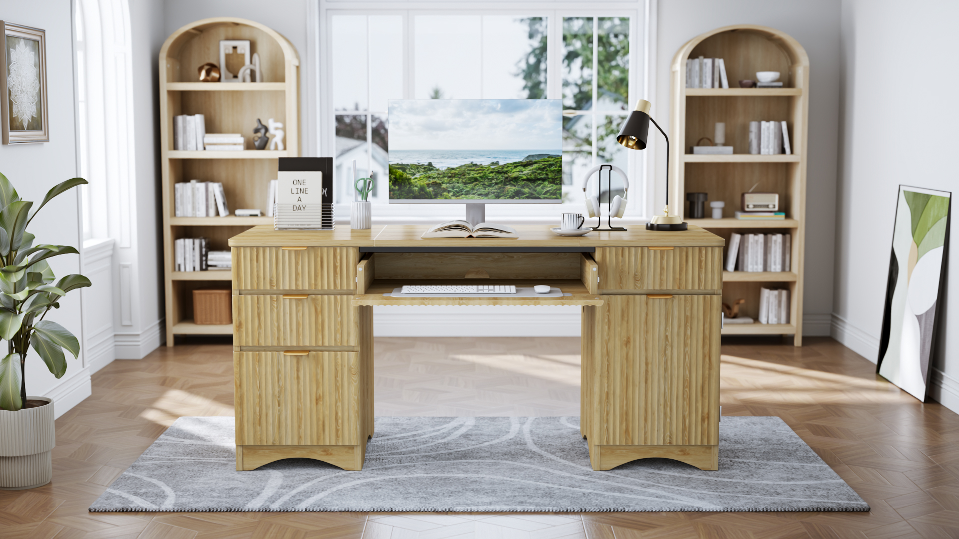 パソコンデスク ecosai EZBO 工具不要デスク(幅70×奥行40×高さ74.5cm・ミディアムブラウン パソコンデスク