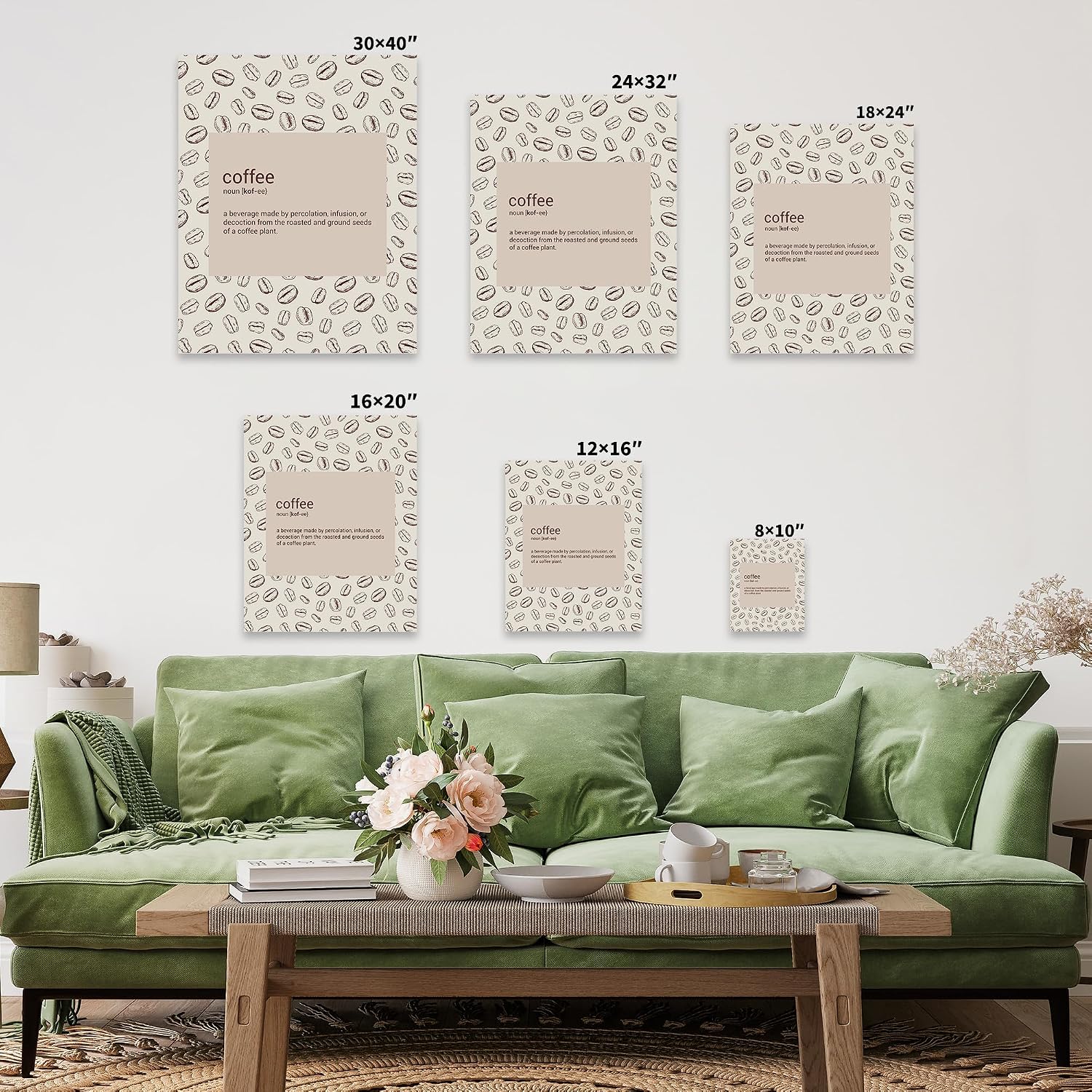 Poster Master Food & Drink Canvas - Coffee Definition Print - Dictionary Art - Modern Housewarming Gift - Cafe & Caffeine Art - Coffeehouse or Kitchen Wall Decor - 8x10 STRETCHED Canvas