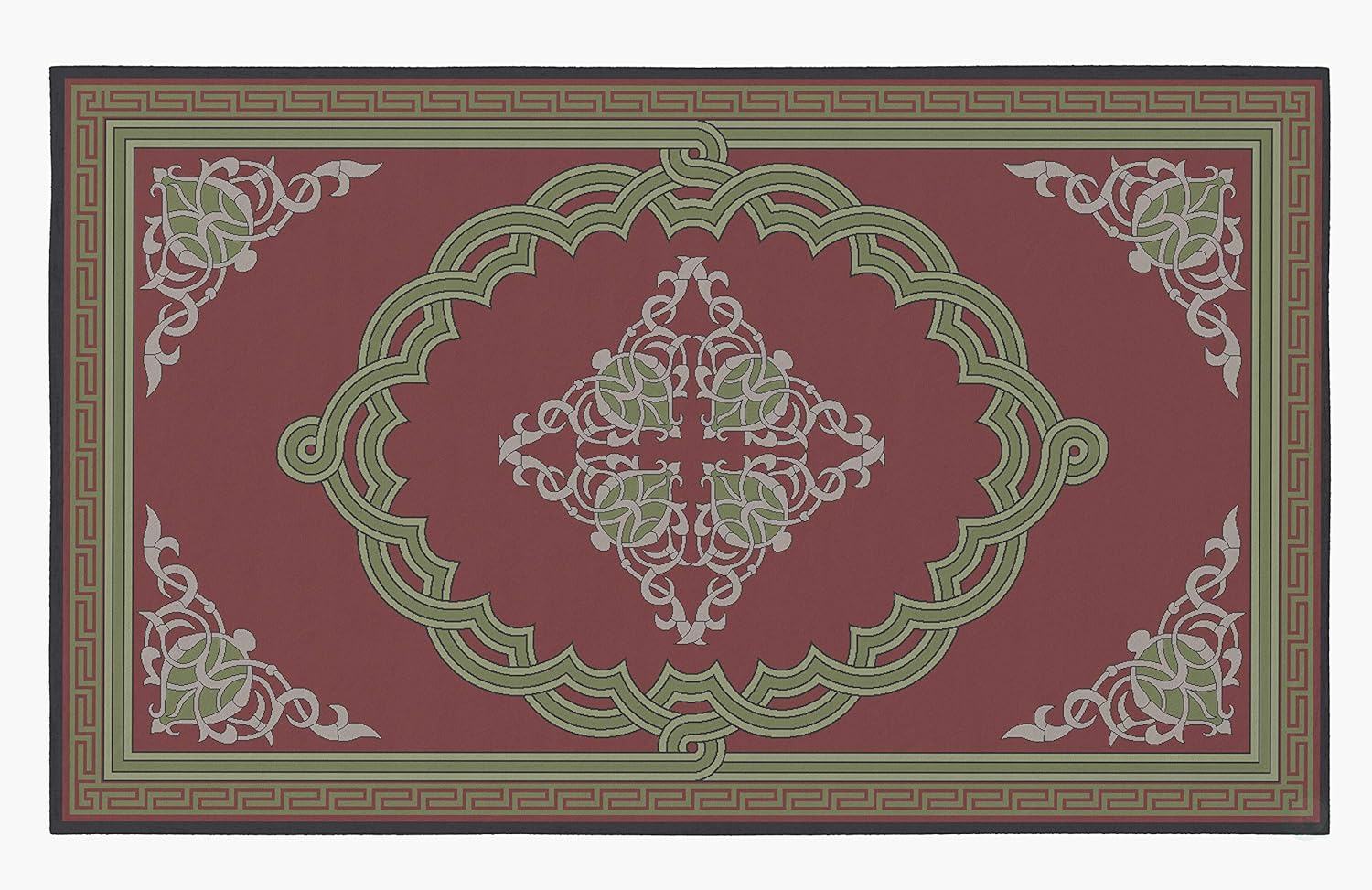 DEERLUX Transitional Living Room Area Rug with Nonslip Backing, 4 x 6 ft Small, Red Medallion Pattern